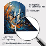 Orange And Blue Geometric Equilibrium IV - Asymmetric Metal Wall Clock