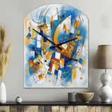 Blue Abstracted Fractals And Dimensions I - Asymmetric Metal Wall Clock