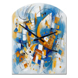 Blue Abstracted Fractals And Dimensions I - Asymmetric Metal Wall Clock