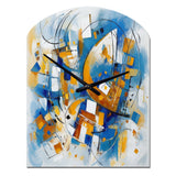 Blue Abstracted Fractals And Dimensions I - Asymmetric Metal Wall Clock