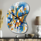 Blue Abstracted Fractals And Dimensions I - Asymmetric Metal Wall Clock