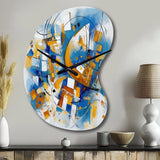 Blue Abstracted Fractals And Dimensions I - Asymmetric Metal Wall Clock