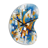 Blue Abstracted Fractals And Dimensions I - Asymmetric Metal Wall Clock