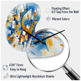 Blue Abstracted Fractals And Dimensions I - Asymmetric Metal Wall Clock