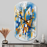 Blue Abstracted Fractals And Dimensions I - Asymmetric Metal Wall Clock