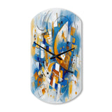 Blue Abstracted Fractals And Dimensions I - Asymmetric Metal Wall Clock