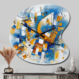 Blue Abstracted Fractals And Dimensions I - Asymmetric Metal Wall Clock