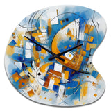 Blue Abstracted Fractals And Dimensions I - Asymmetric Metal Wall Clock