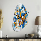 Blue Abstracted Fractals And Dimensions I - Asymmetric Metal Wall Clock