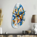Blue Abstracted Fractals And Dimensions I - Asymmetric Metal Wall Clock