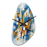 Blue Abstracted Fractals And Dimensions I - Asymmetric Metal Wall Clock