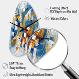 Blue Abstracted Fractals And Dimensions I - Asymmetric Metal Wall Clock