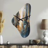 Orange Blue Geometric Blend - Asymmetric Metal Wall Clock