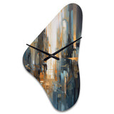 Orange Blue Geometric Blend - Asymmetric Metal Wall Clock