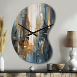 Orange Blue Geometric Blend - Asymmetric Metal Wall Clock