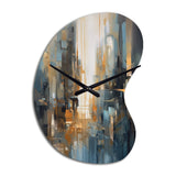 Orange Blue Geometric Blend - Asymmetric Metal Wall Clock