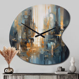 Orange Blue Geometric Blend - Asymmetric Metal Wall Clock