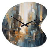 Orange Blue Geometric Blend - Asymmetric Metal Wall Clock
