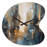 Orange Blue Geometric Blend - Asymmetric Metal Wall Clock