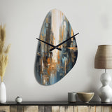 Orange Blue Geometric Blend - Asymmetric Metal Wall Clock