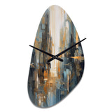 Orange Blue Geometric Blend - Asymmetric Metal Wall Clock