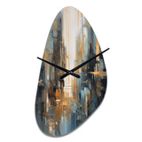 Orange Blue Geometric Blend - Asymmetric Metal Wall Clock
