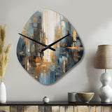 Orange Blue Geometric Blend - Asymmetric Metal Wall Clock