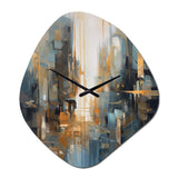 Orange Blue Geometric Blend - Asymmetric Metal Wall Clock