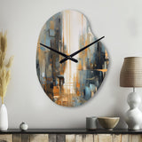 Orange Blue Geometric Blend - Asymmetric Metal Wall Clock