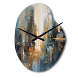 Orange Blue Geometric Blend - Asymmetric Metal Wall Clock