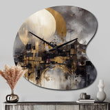 Exploring The Evolving Golden Moon I - Asymmetric Metal Wall Clock