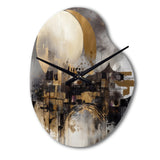 Exploring The Evolving Golden Moon I - Asymmetric Metal Wall Clock