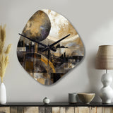 Exploring The Evolving Golden Moon II - Asymmetric Metal Wall Clock