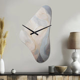 Gold And Grey Line Art In Motion II - Asymmetric Metal Wall Clock