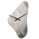 Gold And Grey Line Art In Motion II - Asymmetric Metal Wall Clock