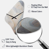 Gold And Grey Line Art In Motion II - Asymmetric Metal Wall Clock