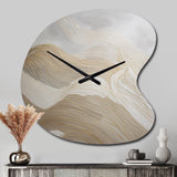 Gold And Grey Line Art In Motion III - Asymmetric Metal Wall Clock