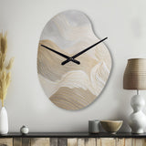 Gold And Grey Line Art In Motion III - Asymmetric Metal Wall Clock