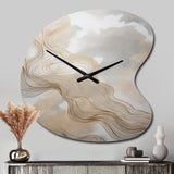 Gold And Grey Linear Expressions V - Asymmetric Metal Wall Clock