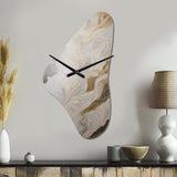 Gold And Grey Abstracted Line Artistry III - Asymmetric Metal Wall Clock