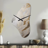 Gold And Grey Abstracted Line Artistry III - Asymmetric Metal Wall Clock