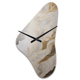 Gold And Grey Abstracted Line Artistry III - Asymmetric Metal Wall Clock