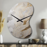Gold And Grey Abstracted Line Artistry III - Asymmetric Metal Wall Clock