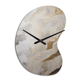 Gold And Grey Abstracted Line Artistry III - Asymmetric Metal Wall Clock