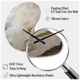 Gold And Grey Abstracted Line Artistry III - Asymmetric Metal Wall Clock