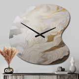 Gold And Grey Abstracted Line Artistry III - Asymmetric Metal Wall Clock