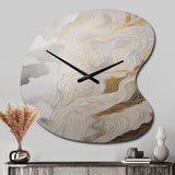 Gold And Grey Abstracted Line Artistry III - Asymmetric Metal Wall Clock