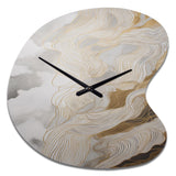 Gold And Grey Abstracted Line Artistry III - Asymmetric Metal Wall Clock