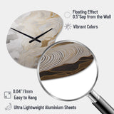 Gold And Grey Abstracted Line Artistry III - Asymmetric Metal Wall Clock