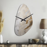Gold And Grey Abstracted Line Artistry III - Asymmetric Metal Wall Clock